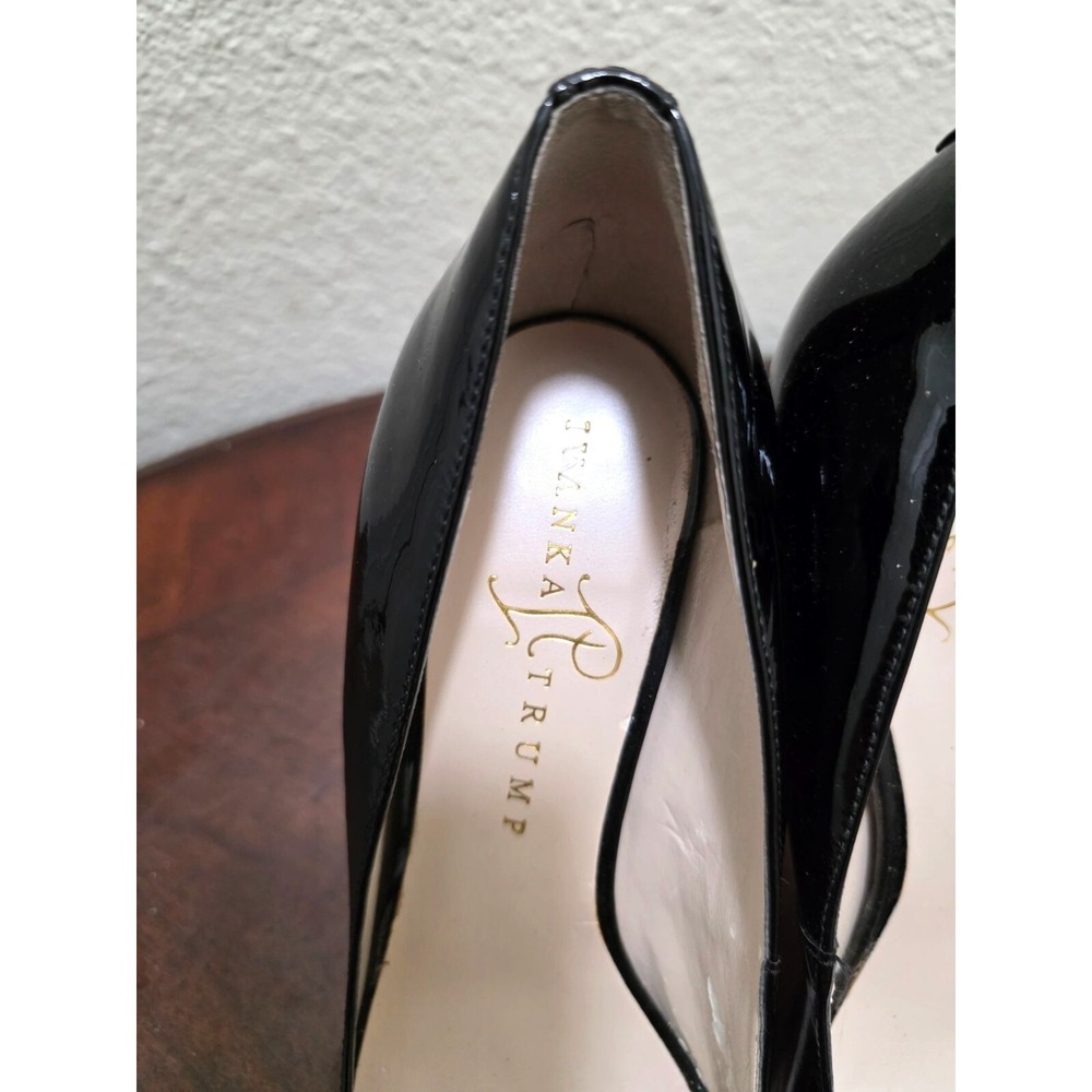 Ivanka Trump Black Leather Peep Toe Heels Bow Detail 4-Inch Stiletto Heel Women' - Picture 6 of 13